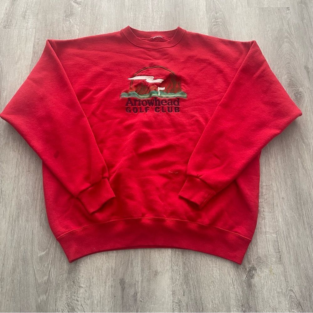 Vintage Arrowhead Golf Club Crewneck Sweatshirt Mens Size XL Embroidered Red